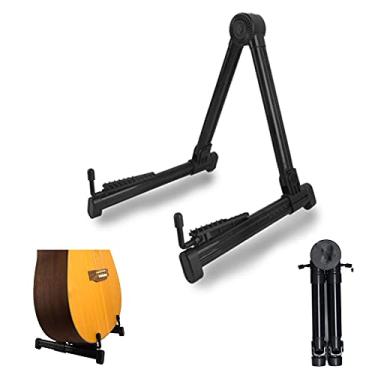 Imagem de Yajun Suporte de guitarra ABS dobrável, retrátil, leve, para casa, A para guitarras, base clássica, preta
