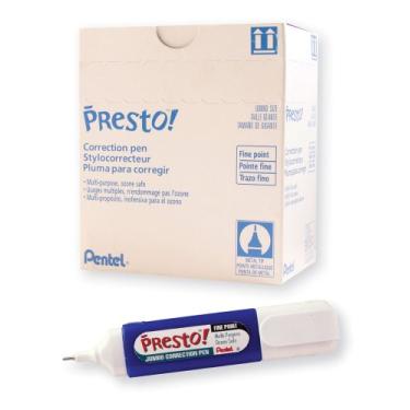 Imagem de Pentel Presto! Caneta de correção jumbo, ponta fina, ponta de metal, caixa com 12 (ZL31-W)