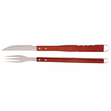 Imagem de Conjunto Churrasco Garfo e Faca Inox Cabo Longo Mor 54cm