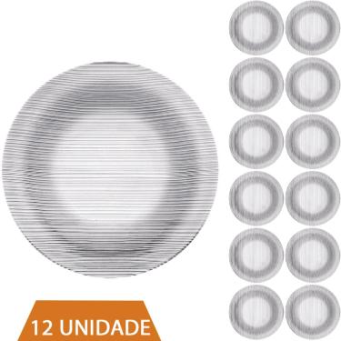 Imagem de Conjunto 12 Pratos Transparente Redondos Fundo 22cm Diamante