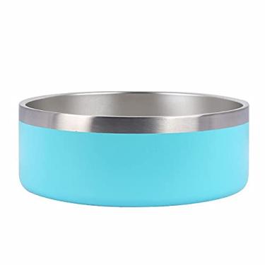 Imagem de Gteller Tigelas para cães de parede dupla de aço inoxidável de 947 g de 1,84 g, pratos para animais de estimação, comida para gato e tigela de água com base de borracha (1,840 ml, azul claro)
