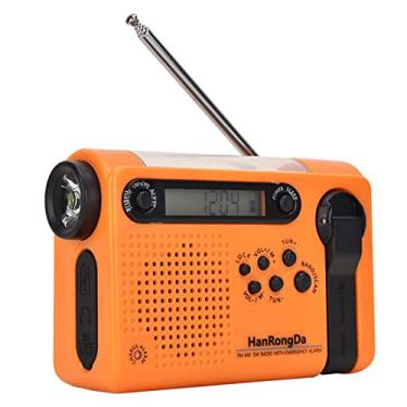 Imagem de lifcasual Rádio de emergência externa rádio portátil AM FM SW manivela movida a energia solar com lanterna LED 2000mAh bateria alarme SOS