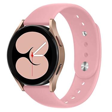Imagem de Pulseira esportiva de 20 mm para Samsung Galaxy Watch 5 4 40 mm 44 mm/Galaxy Watch 5 Pro 45 mm, pulseira de substituição de silicone macio para Galaxy Watch 4 40 mm 42 mm 44 mm 46 mm/3 41 mm/Active 2 (rosa vintage)