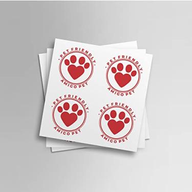 Imagem de Cartela Adesivo Identificação Etiqueta Pet Friendly Amigo Pet (Vermelho)
