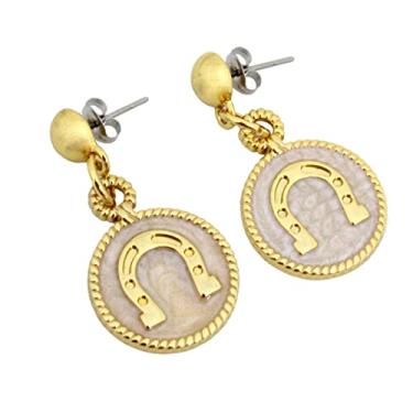 Imagem de Brincos Feminino Ferradura Madreperola Country Semijoia