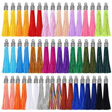 Imagem de Borlas para artesanato, chaveiro Flasoo 100 peças, berloques para fazer joias, chaveiro de resina faça você mesmo, chaveiro acrílico em branco e outros materiais de artesanato