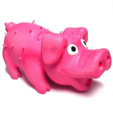 Imagem de WANT CHEW Brinquedo de mastigar barulhento para cães de látex mini porco rosa 9,9 cm