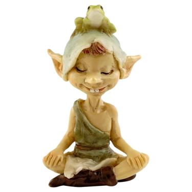 Imagem de Top Collection Miniatura de jardim de fadas e terrário Pixie meditando com sapo