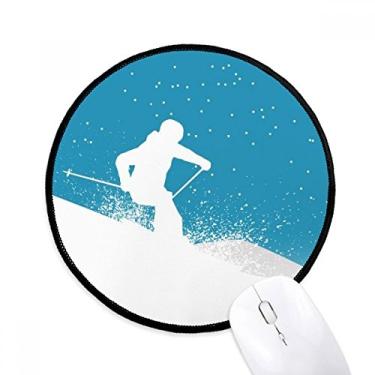 Imagem de DIYthinker Esqui esportivo com esquis vara de esqui mouse pad desktop escritório tapete redondo para computador