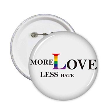 Imagem de Broche de bandeira de arco-íris LGBT More Love Less Hate Broche de emblema de botão de decoração 5 peças