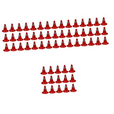 Imagem de 60 Peças Adereços de simulação de bloqueio de estrada brinquedo de sinais de alerta de rua miniaturas de bandeja de areia brinquedos modelos cones de trânsito para ensino o sinal