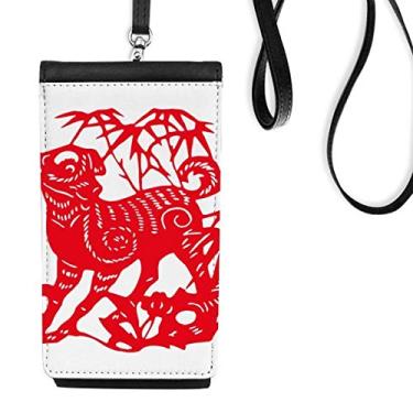 Imagem de Bolsa para celular com corte de papel chinês, ano novo, bolsa para celular pendurada, bolso preto