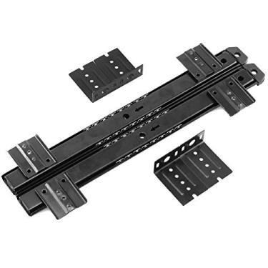 Imagem de Lind Kitchen – 1 par de bandeja de puxar para fora com rolamento de esfera silencioso super suave 350 mm com suporte ajustável para pendurar, guia de suspensão, trilho dobrável, corredores de gaveta telescópicos pretos