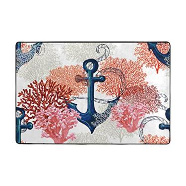 Imagem de ColourLife Anchor Coral Tapete leve, tapete macio, tapete decorativo, para quarto, entrada 91,44 x 60,96 cm
