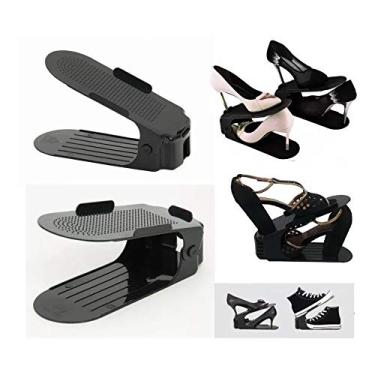 Imagem de Kit 10 Organizadores de sapato, saltos e tênis com regulagem de altura - Preto