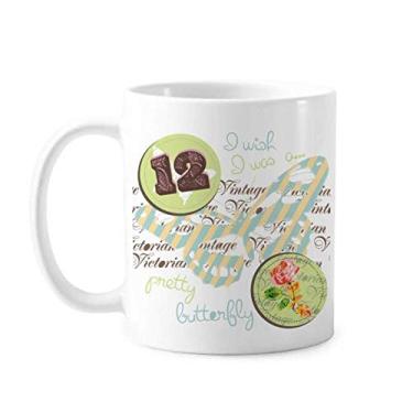 Imagem de Carimbos de rosa e caneca de borboleta cerâmica café xícara de porcelana louça