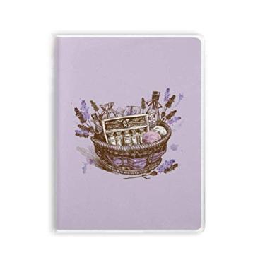 Imagem de Caderno de flores com pintura de plantas para presente, lavanda, capa de goma