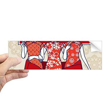 Imagem de DIYthinker Adesivo retangular de mulher vermelha da cultura chinesa para notebook, janela