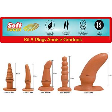 Imagem de Kit Plug Anal 5 Peças Gradual Dilatador Vaginal Jelly Silicone (PELE CLARA)