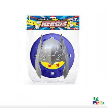Imagem de Fantasia De Herói Máscara E Escudo Capitão De Brinquedo - Le Plastic