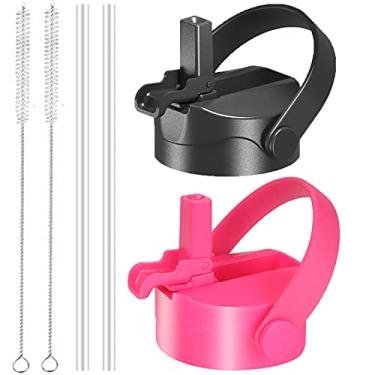 Imagem de XACIOA Tampa de canudo para garrafa Hydro Flask de boca larga e a maioria das garrafas de água esportivas, serve para 12 16 18 32 40 1,8 g Hydroflask, com canudo e escova