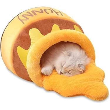 Imagem de Cama De Gato, Cama De Pote De Mel Para Animais De Estimação, Cama De Cachorro Lavável, Cama De Caverna Para Cachorro Pequeno, Casa Quente Para Animais De Estimação, Melhoria Do Sono, Cama De Gato