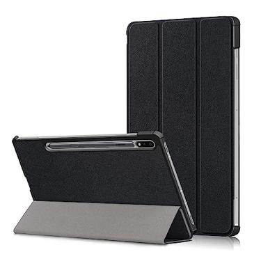 Imagem de Capa para tablet Estojo para Sumsung Galaxy Tab S7 FE 12,4" 2021 (SM-T730/T736) Estojo para tablet inteligente com três dobras, estojo ultrafino e leve com suporte, estojo rígido para PC traseiro, cap