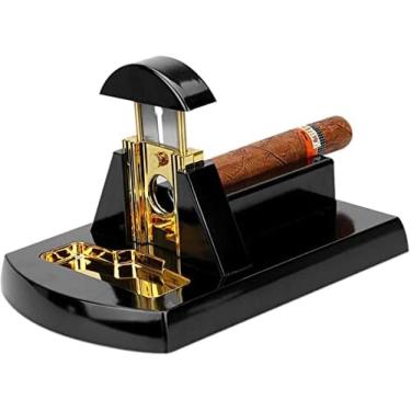 Imagem de Guilhotina De Cortador De Charuto De Mesa, Lâmina Afiada De Aço Inoxidável Gravada Em Ouro, Cortador De Mesa De Metal De Charuto Para A Maioria Dos Tamanhos De Corte De Charutos, Perfeito Para Via
