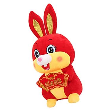 Imagem de Amosfun boneca coelho do zodíaco adorável brinquedo de pelúcia coelho decoração brinquedos coelho mascote boneca brinquedo coelho delicado Zodíaco chinês bebê Presente decorar pp algodão