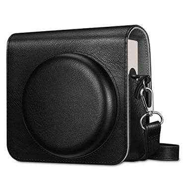 Imagem de Fintie Capa protetora para câmera instantânea Fujifilm Instax Square SQ1 - Capa de bolsa de couro vegano premium com alça ajustável removível, preto vintage