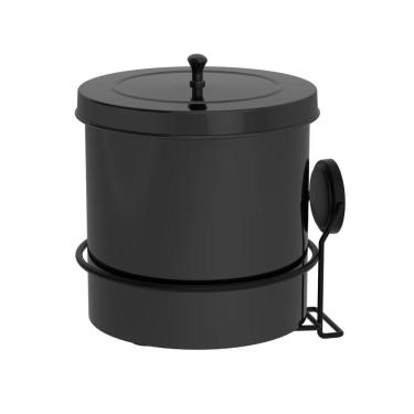 Imagem de Lixeira 5L Tampa Redonda Com Suporte Adesivo Cesto De Lixo Preto - 155PT Future