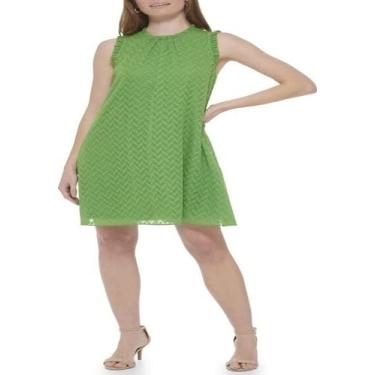 Imagem de Tommy Hilfiger Chiffon trapézio feminino sem mangas na altura do joelho, Folha nova, 36