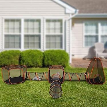 Imagem de Casa de túnel composta 6 em 1 para animais de estimação, barraca de coelho para cães e gatos, cercadinho pop-up interno/externo para animais de estimação, cercadinhos dobráveis ​​fora do hab