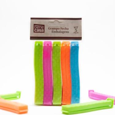 Imagem de Clipe Prendedor De Sacola Fecha Lacra Alimentos Veda Embalagens 5 Unidades