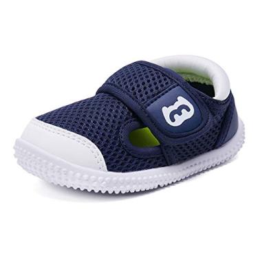 Imagem de BMCiTYBM Sapatos para bebês meninos e meninas antiderrapantes First Walkers 6 9 12 18 24 meses, 4 - Azul-marinho, 12-18 meses