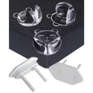 Imagem de Kit com 10 Protetor Quina Ursinho Armário Móveis Segurança Criança Bebê + 12 Protetor de Tomada - Vítarus