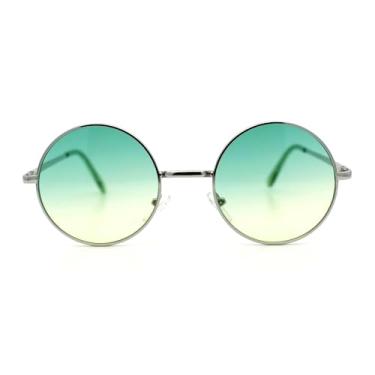 Imagem de SA106 Óculos de sol com aro hippie aro redondo circular, Gradient Green, 5 1/4" (133mm) x 1 7/8" (48mm)