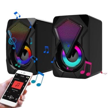 Imagem de Shakven Alto-falantes multimídia para PC, Alto-falantes para PC de mesa,Sistema de alto-falantes subwoofer com luzes RGB coloridas - Som nítido, plug and, alto-falante alimentado por USB