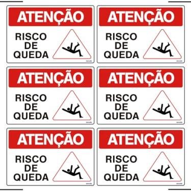 Imagem de Combo 6 Placas De Sinalização Atenção Risco De Queda 30x20 Ekomunike - S-216/2 F9e