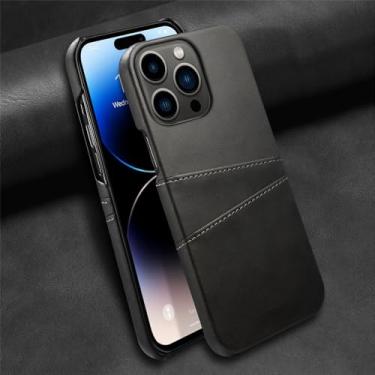 Imagem de Capa de telefone carteira de couro luxuosa com bolso para cartão para iPhone 15 14 13 12 11 Pro Max Plus XS X para Samsung S23 24 Capa à prova de choque sem aro, preta, para iPhone 12 Mini