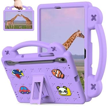 Imagem de Sfulatdc Capa infantil para tablet Samsung Tab S10 Lite/S10 FE/S9 FE/S8, suporte integrado e alça à prova de choque, capa fofa compatível com Galaxy S9 de 11 polegadas (SM-X710/X716B/X718U) roxa