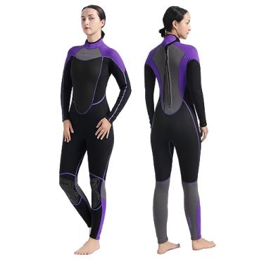 Imagem de AnParc Roupa de mergulho feminina de neoprene de corpo inteiro de 3 mm, roupa de mergulho de água fria com zíper nas costas, adequada para mergulho, natação, surfe, snorkeling e outros esportes