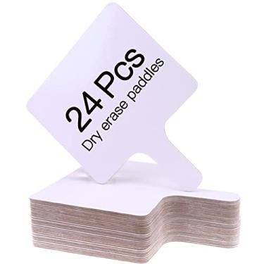 Imagem de Pás de resposta apagáveis a seco portáteis dupla face mini quadros brancos pequenos placas brancas placas apagáveis a seco leilão pás para alunos, professores, sala de aula, votação, chá de panela, jogos (24)