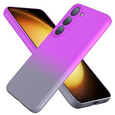 Imagem de YSLBWLE Capa para Samsung Galaxy S23, nova capa fina projetada, [proteção contra quedas de grau militar de 3 metros], com protetor de lente, gradiente, roxo + preto 7-sam s23-04