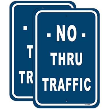 Imagem de Sinais de trânsito sem passagem 30,5 cm x 45,7 cm Sinais de aviso de trânsito privados placas de entrada de garagem privadas metal refletivo sem ferrugem alumínio protegido UV à prova d'água fácil