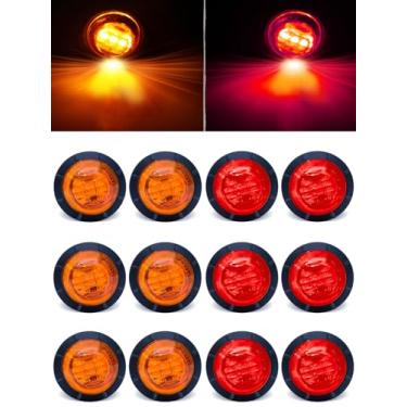 Imagem de STODER Luz de LED marcador lateral, 12 V 3/10.2 cm folga redonda indicadores de marcador dianteiro traseiro luz traseira à prova d'água para carro, caminhão, ônibus, trailer, van, captador ATV barcos