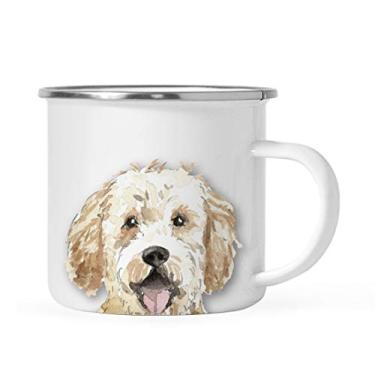 Imagem de Andaz Press Caneca de café para fogueira de cachorro de aço inoxidável de 325 ml, Golden Doodle Up Close, pacote com 1, copo de esmalte de acampamento para animais de estimação, ideias modernas de para ele, sua família