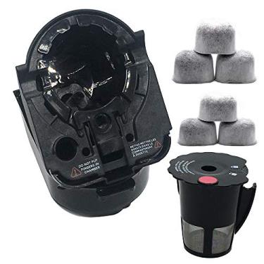 Imagem de Conjunto de agulha de suporte de copo de substituição e 1 filtro de café reutilizável 119367, 6 filtros de água de carvão de substituição, compatível com todas as máquinas de café Keurig 2.0 modelos