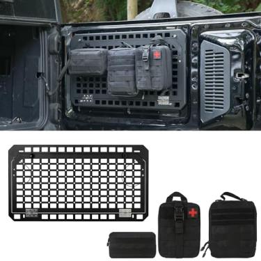 Imagem de Para Ford Bronco 2021-2024 Rack de carga dobrável traseiro de mesa traseira com 3 sacos de armazenamento Prateleira de armazenamento Painel Molle (não serve para Bronco Sport)