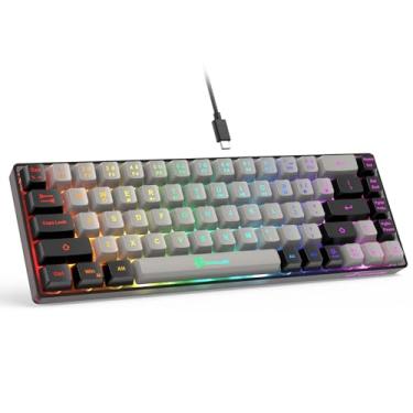 Imagem de Teclado para jogos GEODMAER 65%, mini teclado retroiluminado com fio, ultracompacto, anti-ghosting, sem conflito, 68 teclas, teclado com fio, para PC, laptop, Windows Gamer